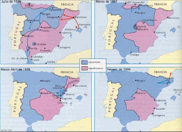 Mapas explicativos de la Guerra Civil Española