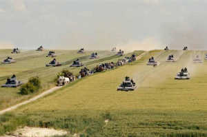 Columnas de Panzers avanzando sobre suelo francés