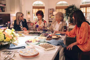De izquierda a derecha: Diane (Diane Keaton), Vivian (Jane Fonda), Sharon (Candice Bergen) y Carol (Mary Steenburgen) ensu reunin mensual