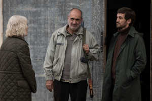 Tres de los protagonistas de la pelcula: de espaldas, Francisca (Susi Snchez); de frente, Eusebio (Joaqun Climent) junto a Ricardo (Ral Arvalo)
