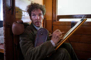 Louis Wain (Benedict Cumberbatch) en uno de sus momentos de creaci�n r�pida